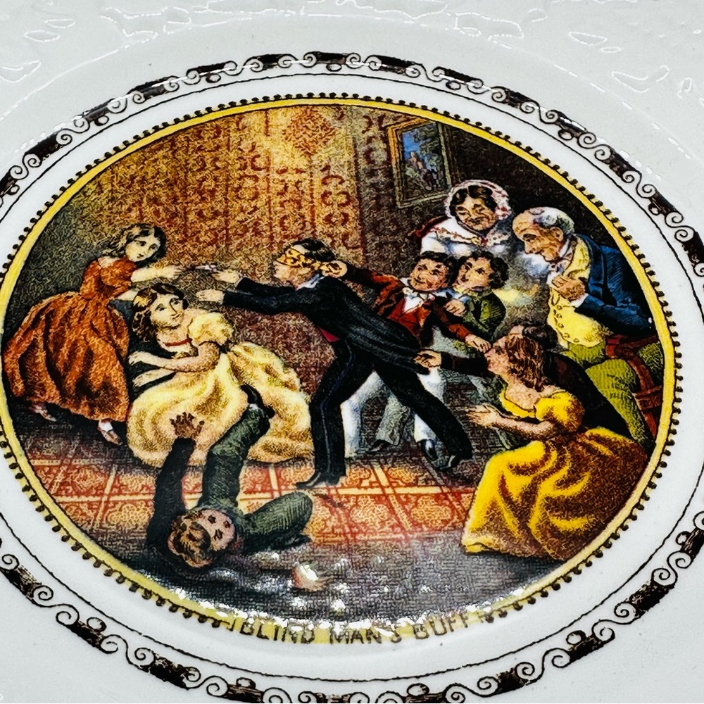 Vtg Coalport Fine Bone China CHRISTMAS 1980 Collector Plate Blind Man's Buff Box - Picture 3 of 12
